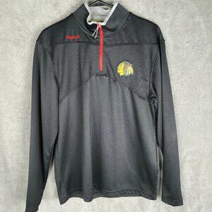 Reebok NHL Blackhawks Mens‎ Quarter Zip Medium Hockey Sports Activewear Chicago